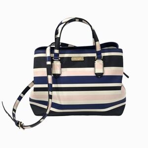 Kate Spade New York Evangelie Laurel Way Cruise Stripe Bag Purse Blue Pink